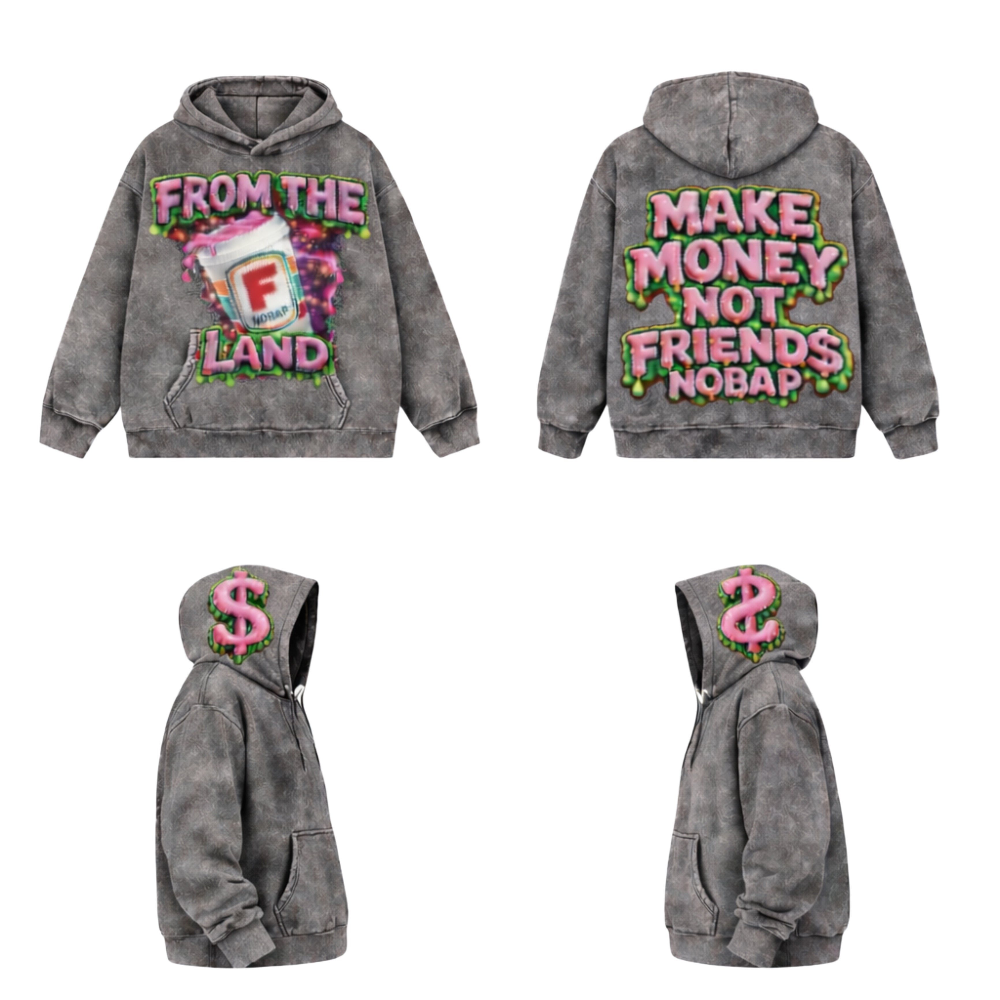 MAKE MONEY NOT FRIEND$ NO BAP - FTLXNOBAP GRAY COLLAB